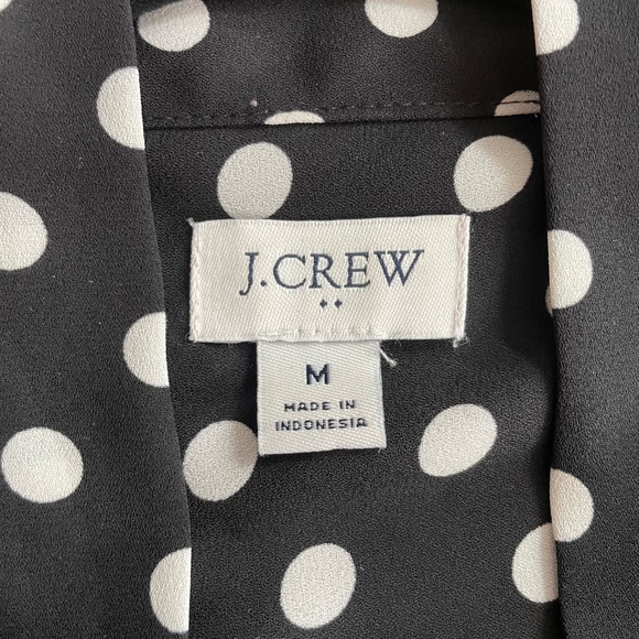 J. CREW Polka Dot Bow Blouse Top Puff Sleeve Button Front Preppy Career Heritage - Picture 4 of 10
